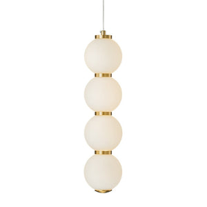 Farmhouze Light-Brass 4-Light LED Milky Glass Dango Globe Pendant Light-Pendant-Brass-4-Light