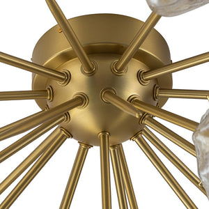 Farmhouze Light-Brass 9-Light Ice Glass Shade Sputnik Ceiling Light-Ceiling Light-9-Light-Brass