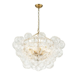 Farmhouze Light-Brass Decorative Pattern Glass Globe Cluster Chandelier-Chandelier-3-Light-Brass (Pre-Order)