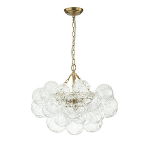 Farmhouze Light-Brass Decorative Pattern Glass Globe Cluster Chandelier-Chandelier-3-Light-Brass (Pre-Order)
