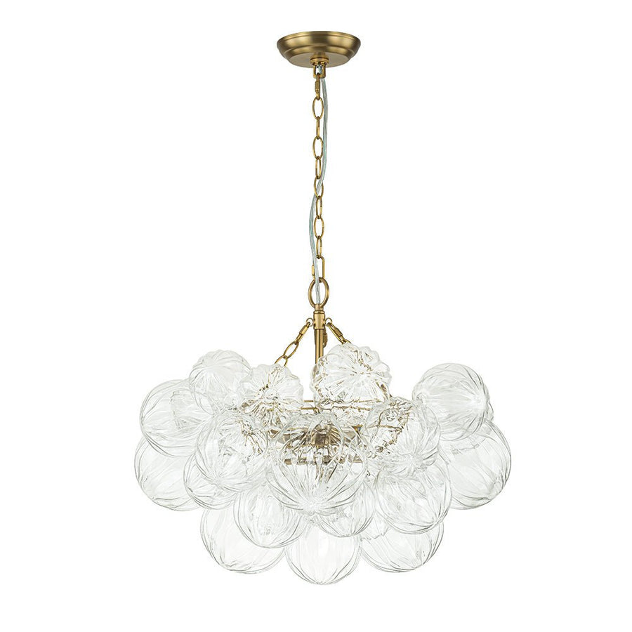 Farmhouze Light-Brass Decorative Pattern Glass Globe Cluster Chandelier-Chandelier-3-Light-Brass (Pre-Order)