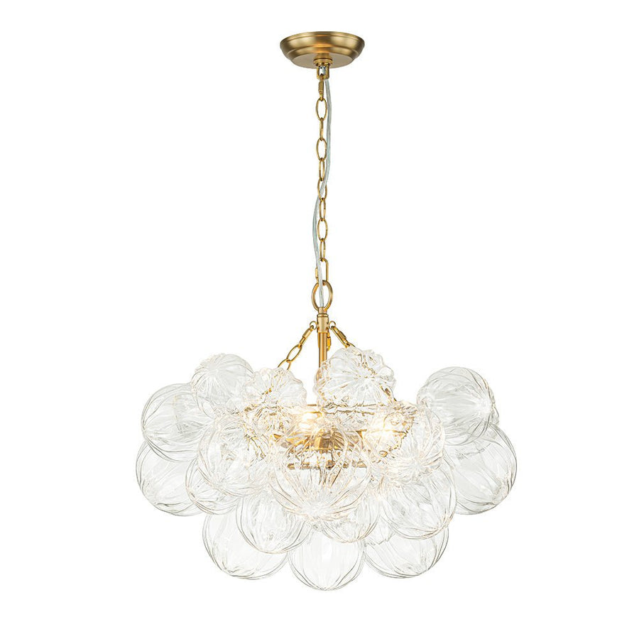 Farmhouze Light-Brass Decorative Pattern Glass Globe Cluster Chandelier-Chandelier-3-Light-Brass (Pre-Order)