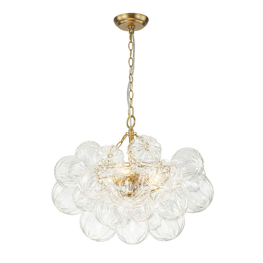 Farmhouze Light-Brass Decorative Pattern Glass Globe Cluster Chandelier-Chandelier-3-Light-Brass (Pre-Order)