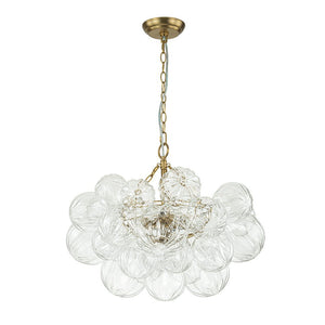 Farmhouze Light-Brass Decorative Pattern Glass Globe Cluster Chandelier-Chandelier-3-Light-Brass (Pre-Order)