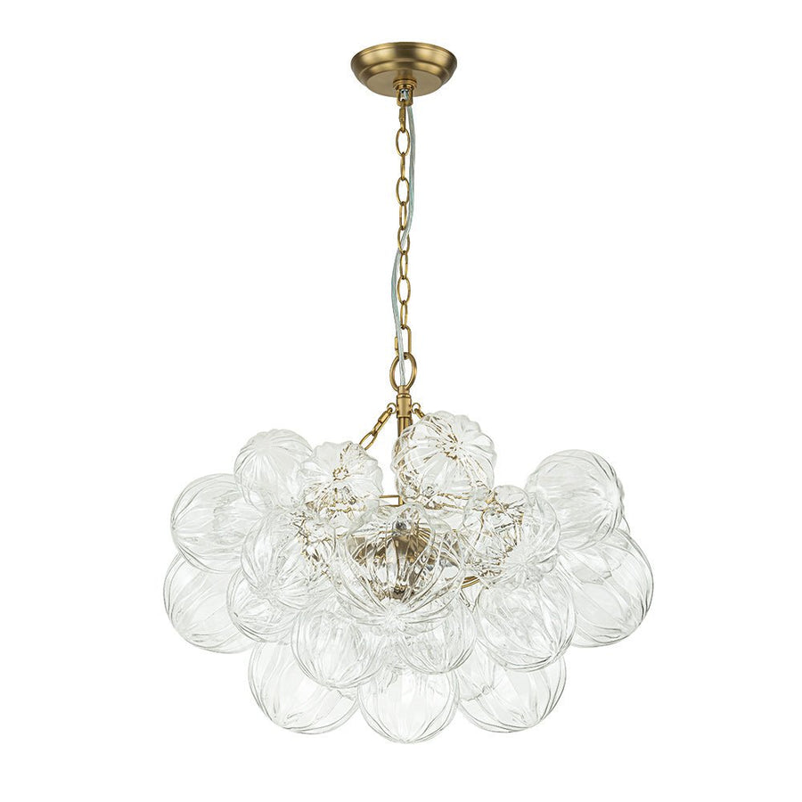 Farmhouze Light-Brass Decorative Pattern Glass Globe Cluster Chandelier-Chandelier-3-Light-Brass (Pre-Order)