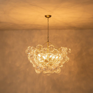 Farmhouze Light-Brass Decorative Pattern Glass Globe Cluster Chandelier-Chandelier-8-Light-Brass (Pre-Order)