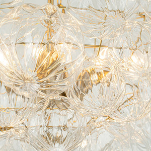 Farmhouze Light-Brass Decorative Pattern Glass Globe Cluster Chandelier-Chandelier-8-Light-Brass (Pre-Order)