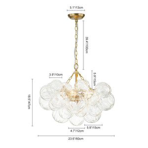Farmhouze Light-Brass Decorative Pattern Glass Globe Cluster Chandelier-Chandelier-8-Light-Brass (Pre-Order)