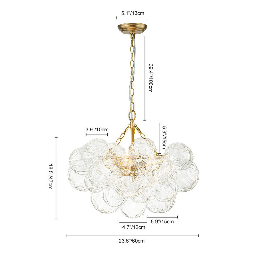 Farmhouze Light-Brass Decorative Pattern Glass Globe Cluster Chandelier-Chandelier-8-Light-Brass (Pre-Order)