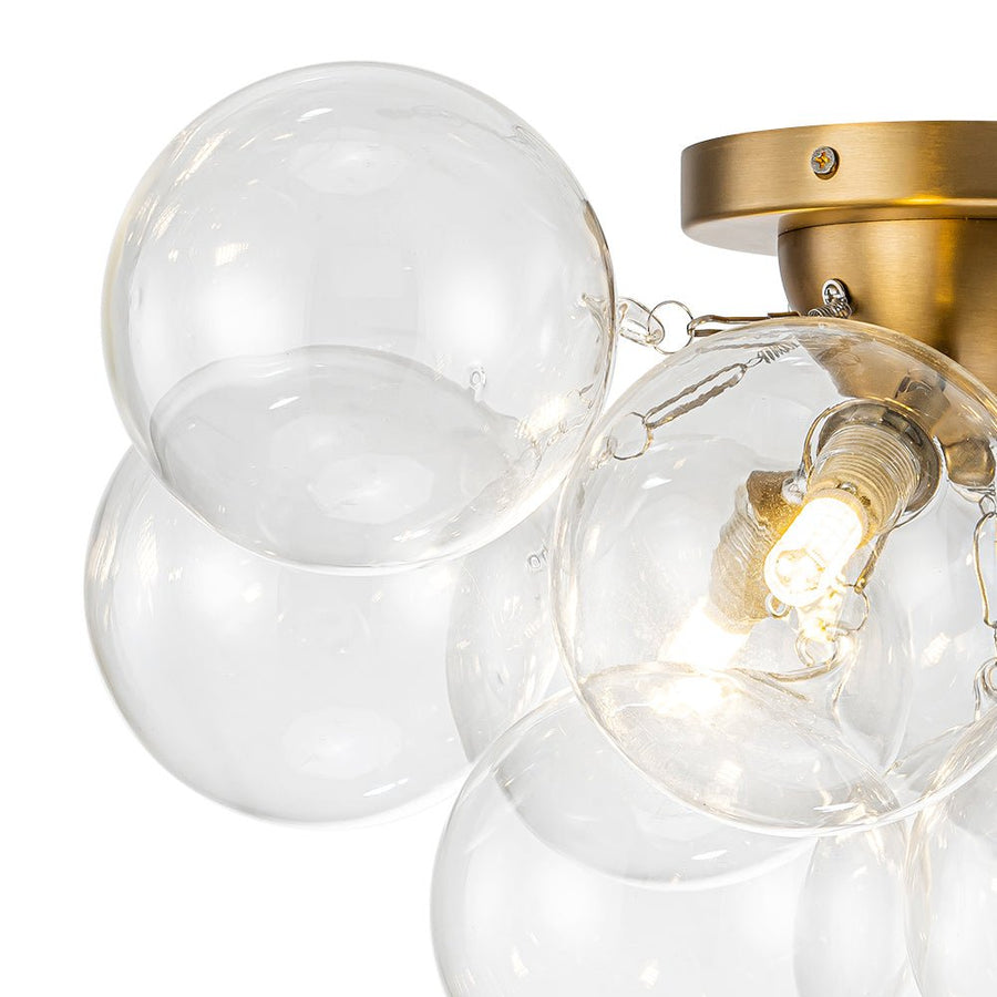 Farmhouze Light-Brass Glass Globe Cluster Bubble Semi-Flush Mount-Ceiling Light-Brass-