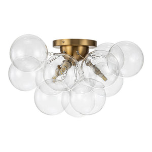 Farmhouze Light-Brass Glass Globe Cluster Bubble Semi-Flush Mount-Ceiling Light-Brass-