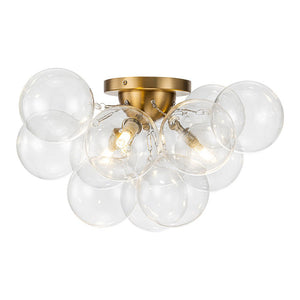 Farmhouze Light-Brass Glass Globe Cluster Bubble Semi-Flush Mount-Ceiling Light-Brass-