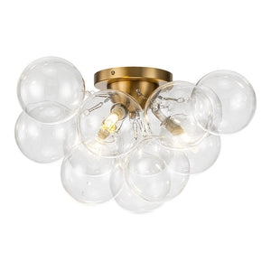 Farmhouze Light-Brass Glass Globe Cluster Bubble Semi-Flush Mount-Ceiling Light-Brass-