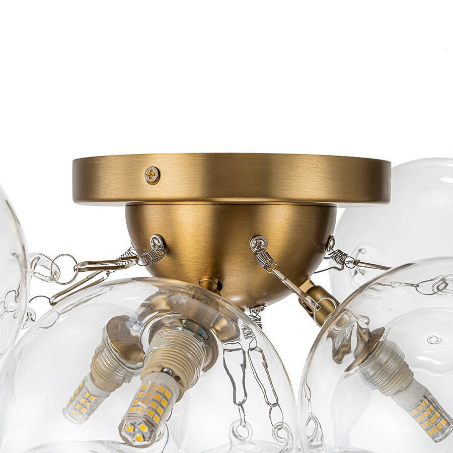 Farmhouze Light-Brass Glass Globe Cluster Bubble Semi-Flush Mount-Ceiling Light-Brass-