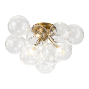 Farmhouze Light-Brass Glass Globe Cluster Bubble Semi-Flush Mount-Ceiling Light-Brass-