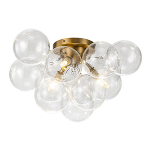 Farmhouze Light-Brass Glass Globe Cluster Bubble Semi-Flush Mount-Ceiling Light-Brass-