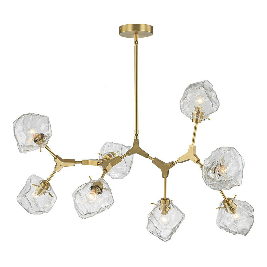 Farmhouze Light-Brushed Brass 8-Light Glass Ice Branching Chandelier-Chandelier-8-Light-Brass (Pre-Order)