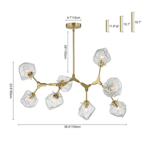 Farmhouze Light-Brushed Brass 8-Light Glass Ice Branching Chandelier-Chandelier-8-Light-Brass (Pre-Order)