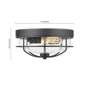 Farmhouze Light-Caged Seeded Glass Flush Mount Light-Ceiling Light--