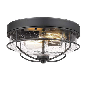 Farmhouze Light-Caged Seeded Glass Flush Mount Light-Ceiling Light--