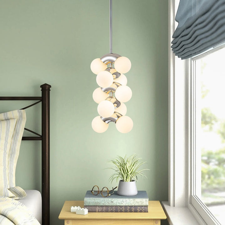 Farmhouze Light-Chrome Grape Layer Frosted Glass Globe Pendant Light-Pendant-Chrome-