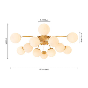 Farmhouze Light-Classic 12-Light Sputnik Frosted Glass Globe Semi Flush-Ceiling Light-Brass (Available in 2 weeks)-