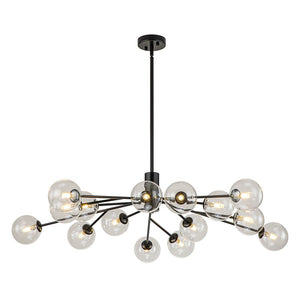 Farmhouze Light-Clear Glass Bubble Branching Sputnik Chandelier-Chandelier-18-Light-Black