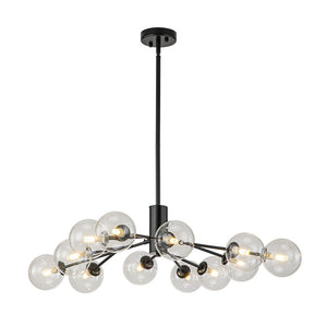 Farmhouze Light-Clear Glass Bubble Branching Sputnik Chandelier-Chandelier-18-Light-Black