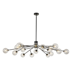 Farmhouze Light-Clear Glass Bubble Branching Sputnik Chandelier-Chandelier-18-Light-Black