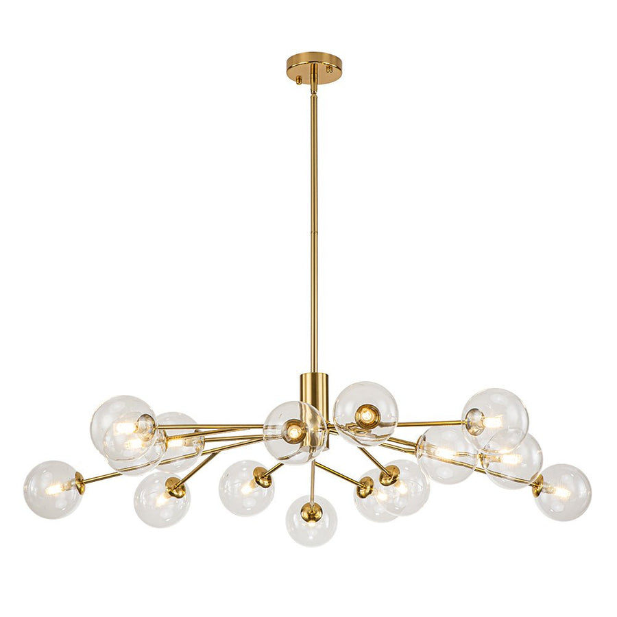 Farmhouze Light-Clear Glass Bubble Branching Sputnik Chandelier-Chandelier-18-Light-Gold