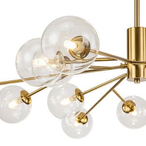 Farmhouze Light-Clear Glass Bubble Branching Sputnik Chandelier-Chandelier-18-Light-Gold