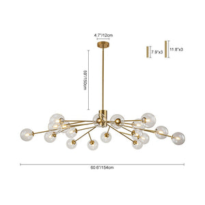 Farmhouze Light-Clear Glass Bubble Branching Sputnik Chandelier-Chandelier-18-Light-Gold