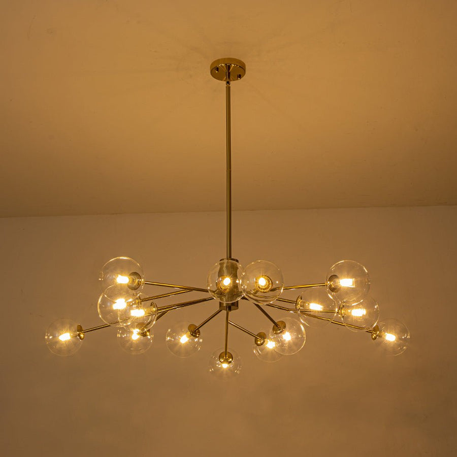 Farmhouze Light-Clear Glass Bubble Branching Sputnik Chandelier-Chandelier-18-Light-Gold