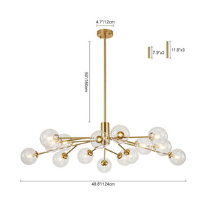 Farmhouze Light-Clear Glass Bubble Branching Sputnik Chandelier-Chandelier-18-Light-Gold