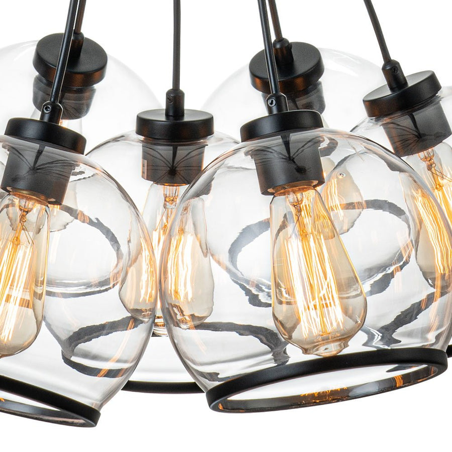 Farmhouze Light-Danish 7-Light Black Cluster Glass Dome Pendant-Chandelier-7-Light-