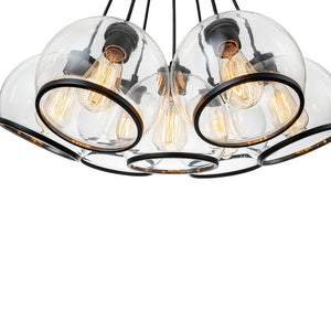 Farmhouze Light-Danish 7-Light Black Cluster Glass Dome Pendant-Chandelier-7-Light-