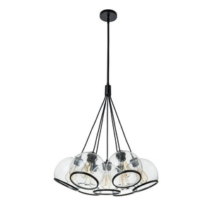 Farmhouze Light-Danish 7-Light Black Cluster Glass Dome Pendant-Chandelier-7-Light-