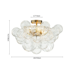 Farmhouze Light-Decorative Pattern Glass Globe Cluster Flush Mount-Chandelier-3-Lt-Brass (Pre-Order)