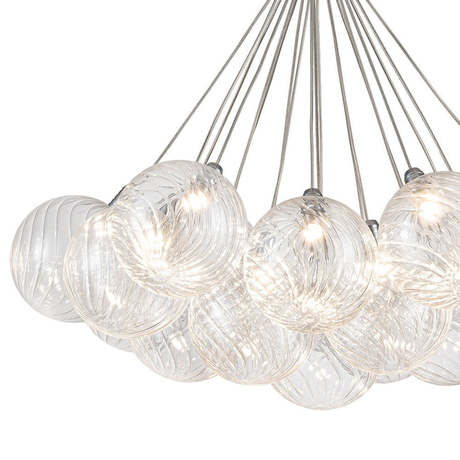 Farmhouze Light-Dimmable LED Swirled Glass Globe Bubble Pendant-Chandelier-Chrome-