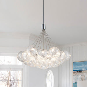 Farmhouze Light-Dimmable LED Swirled Glass Globe Bubble Pendant-Chandelier-Chrome-