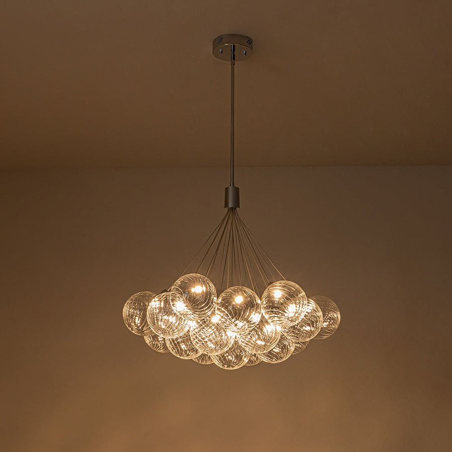 Farmhouze Light-Dimmable LED Swirled Glass Globe Bubble Pendant-Chandelier-Chrome-