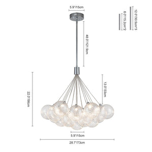 Farmhouze Light-Dimmable LED Swirled Glass Globe Bubble Pendant-Chandelier-Chrome-