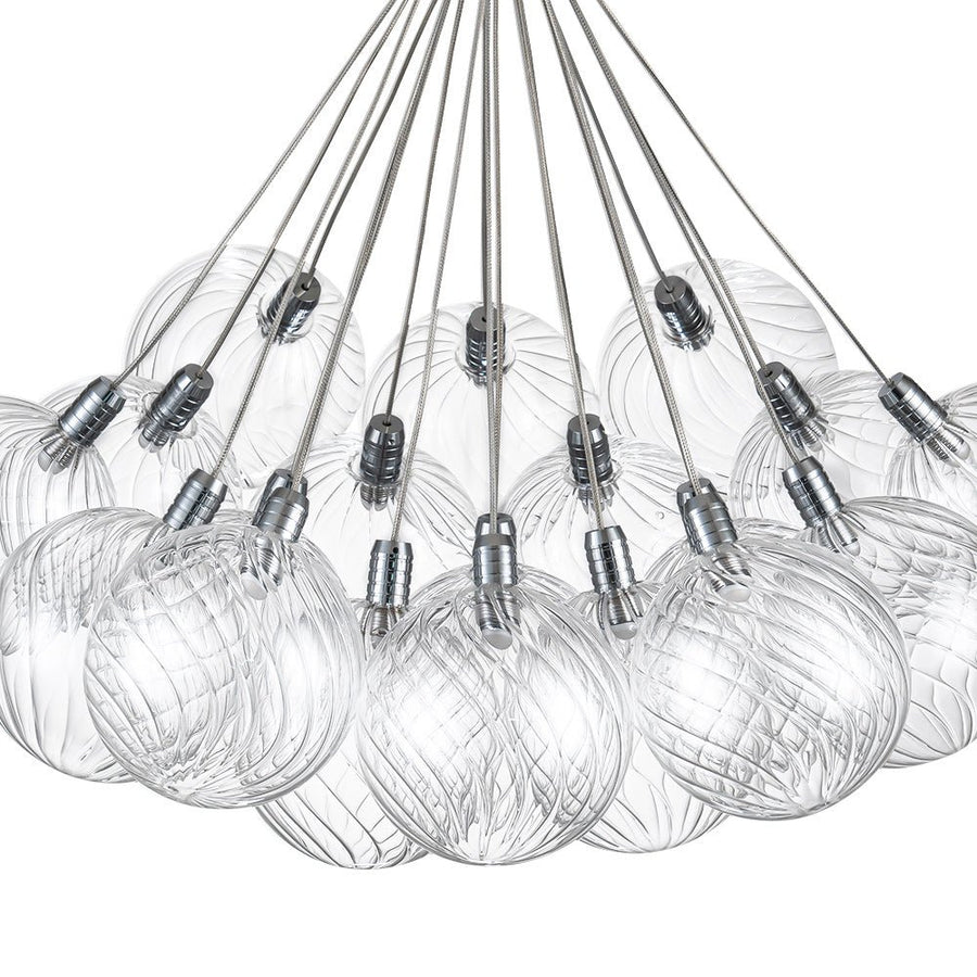 Farmhouze Light-Dimmable LED Swirled Glass Globe Bubble Pendant-Chandelier-Chrome-