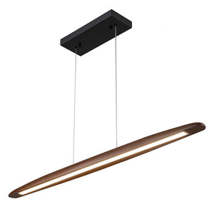 Farmhouze Light-Dimmable Warm LED Walnut Wood Linear Pendant Light-Chandelier-Walnut-