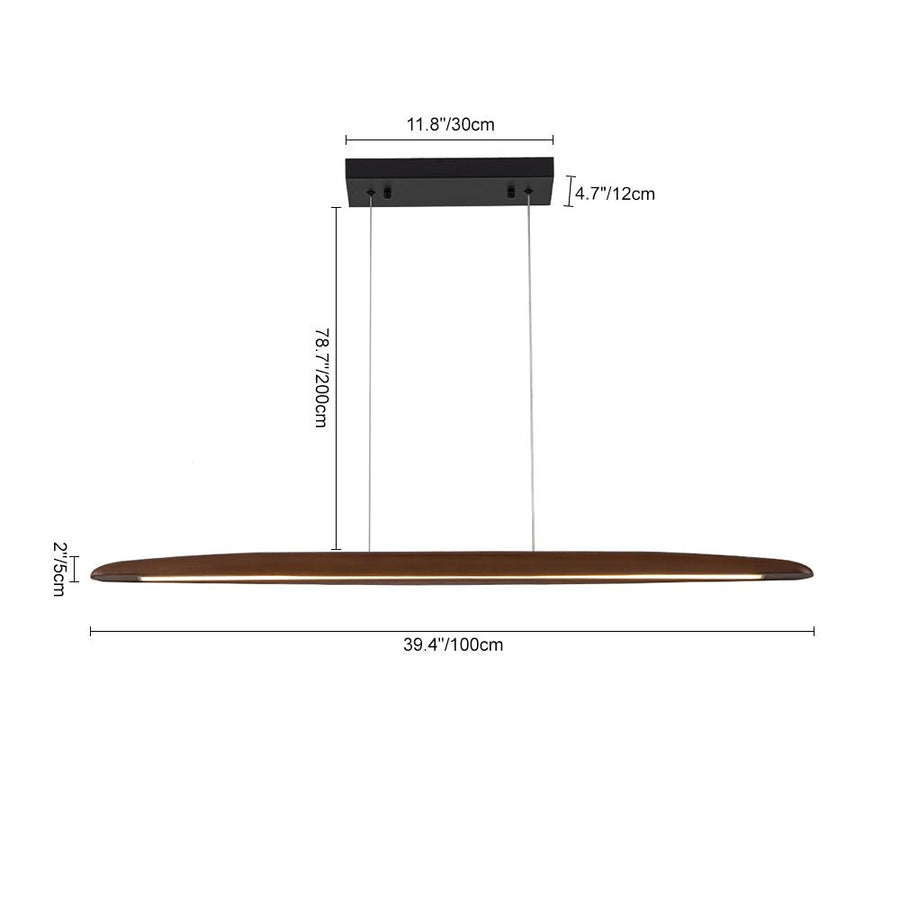 Farmhouze Light-Dimmable Warm LED Walnut Wood Linear Pendant Light-Chandelier-Walnut-