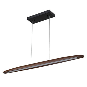 Farmhouze Light-Dimmable Warm LED Walnut Wood Linear Pendant Light-Chandelier-Walnut-