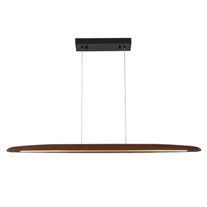 Farmhouze Light-Dimmable Warm LED Walnut Wood Linear Pendant Light-Chandelier-Walnut-