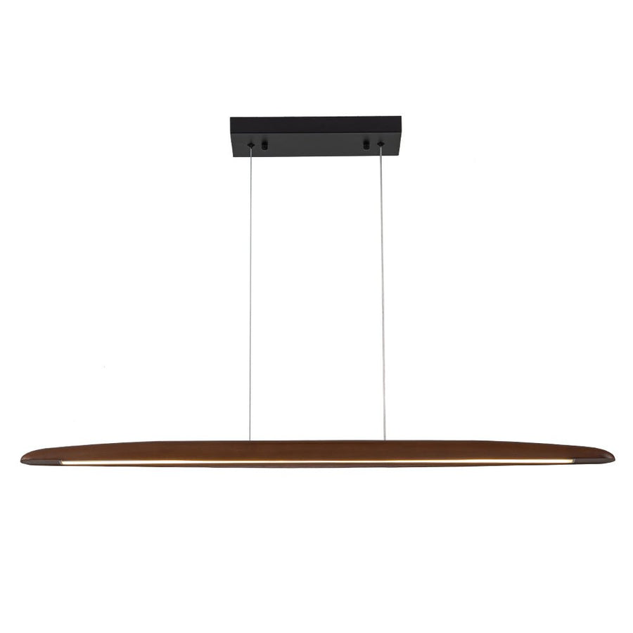 Farmhouze Light-Dimmable Warm LED Walnut Wood Linear Pendant Light-Chandelier-Walnut-