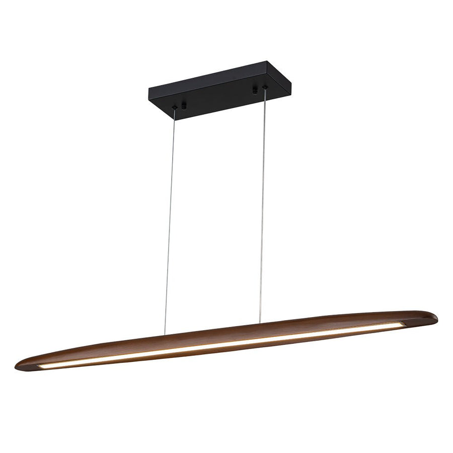 Farmhouze Light-Dimmable Warm LED Walnut Wood Linear Pendant Light-Chandelier-Walnut-