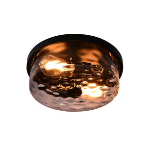 Farmhouze Light-Drum Hammered Glass Flush Mount-Ceiling Light--